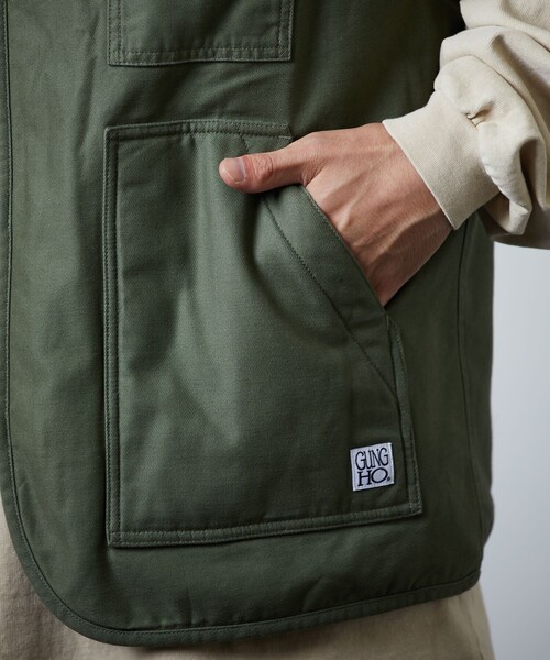 GUNG HO(ガンホー)の「GUNG HO/ガンホー 別注 リバーシブル ボアベスト/ワークベスト/ミリタリーベスト(ベスト・メンズ・オリーブ/ブラック・LARGE/MEDIUM)」の5枚目の写真