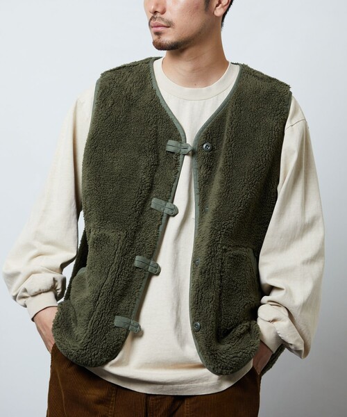 GUNG HO(ガンホー)の「GUNG HO/ガンホー 別注 リバーシブル ボアベスト/ワークベスト/ミリタリーベスト(ベスト・メンズ・オリーブ/ブラック・LARGE/MEDIUM)」の7枚目の写真