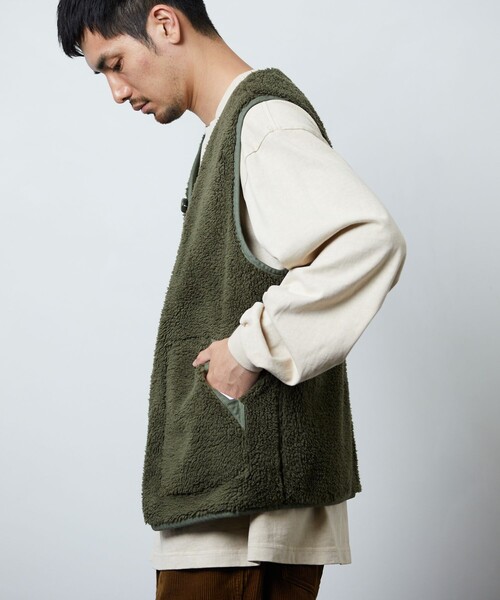 GUNG HO(ガンホー)の「GUNG HO/ガンホー 別注 リバーシブル ボアベスト/ワークベスト/ミリタリーベスト(ベスト・メンズ・オリーブ/ブラック・LARGE/MEDIUM)」の10枚目の写真