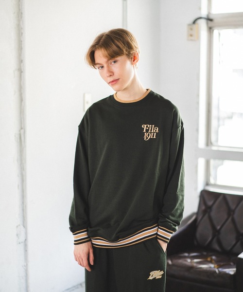 FILA（フィラ）の「【FILA】ラインリブデザインロゴ プルオーバー（スウェット・メンズ・ブラック/オフホワイト/カーキ・L/M/LL）」の3枚目の写真
