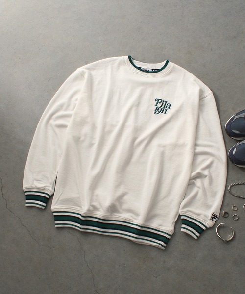 FILA（フィラ）の「【FILA】ラインリブデザインロゴ プルオーバー（スウェット・メンズ・ブラック/オフホワイト/カーキ・L/M/LL）」の16枚目の写真