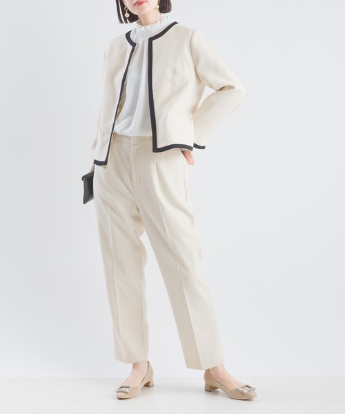 PICCIN(ピッチン)の「フリルネックジョーゼットブラウス(シャツ/ブラウス・レディース・ネイビー/オフホワイト・M)」の9枚目の写真