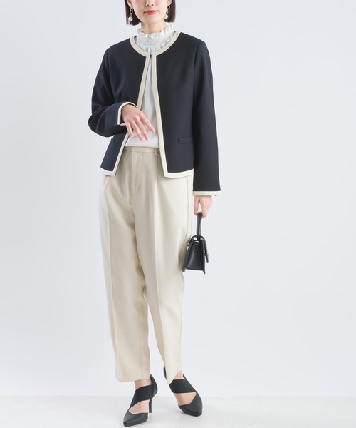 PICCIN(ピッチン)の「フリルネックジョーゼットブラウス(シャツ/ブラウス・レディース・ネイビー/オフホワイト・M)」の11枚目の写真