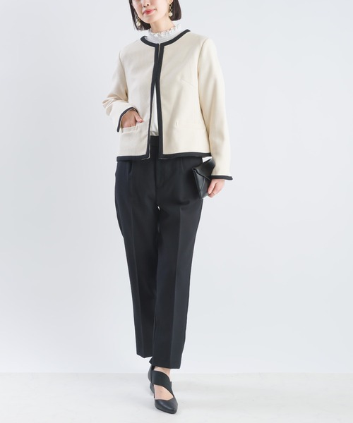 PICCIN(ピッチン)の「フリルネックジョーゼットブラウス(シャツ/ブラウス・レディース・ネイビー/オフホワイト・M)」の10枚目の写真