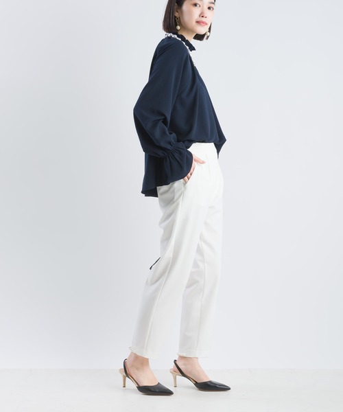PICCIN(ピッチン)の「フリルネックジョーゼットブラウス(シャツ/ブラウス・レディース・ネイビー/オフホワイト・M)」の19枚目の写真