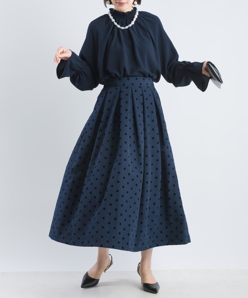PICCIN(ピッチン)の「フリルネックジョーゼットブラウス(シャツ/ブラウス・レディース・ネイビー/オフホワイト・M)」の22枚目の写真