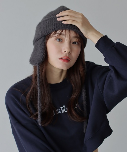 Cycle 耳あて付きニット帽 黒 Cycle 耳あて付きニット帽 黒