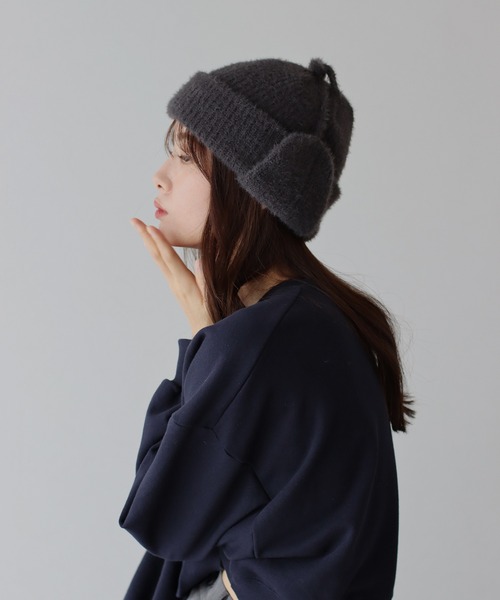 BLUEEAST（ブルーイースト）の「耳当て付き2WAYニットキャップ（ニットキャップ/ビーニー・レディース・アイボリー/ベージュ/ブラック/チャコールグレー・FREE）」の11枚目の写真