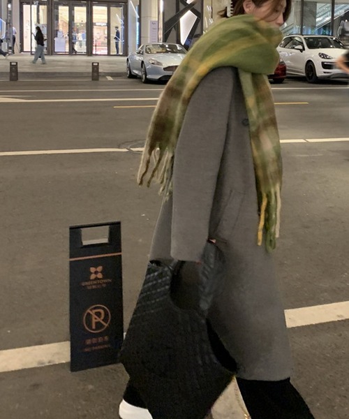 meJane（ミージェーン）の「モヘアライクチェックストール（ストール/ショール・レディース・ダークグリーン系/アイボリー系・FREE）」の18枚目の写真