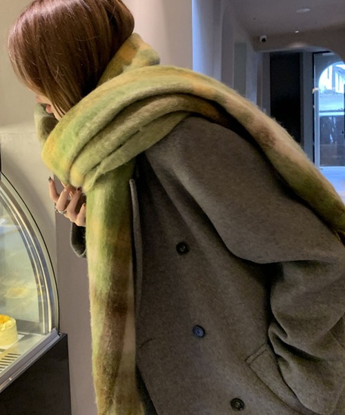 meJane（ミージェーン）の「モヘアライクチェックストール（ストール/ショール・レディース・ダークグリーン系/アイボリー系・FREE）」の20枚目の写真