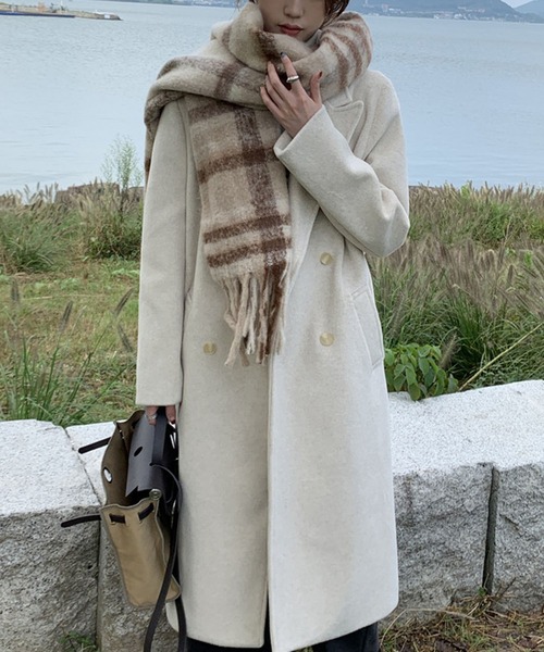 meJane（ミージェーン）の「モヘアライクチェックストール（ストール/ショール・レディース・ダークグリーン系/アイボリー系・FREE）」の9枚目の写真