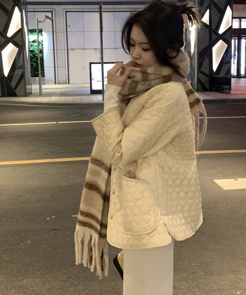 meJane（ミージェーン）の「モヘアライクチェックストール（ストール/ショール・レディース・ダークグリーン系/アイボリー系・FREE）」の14枚目の写真