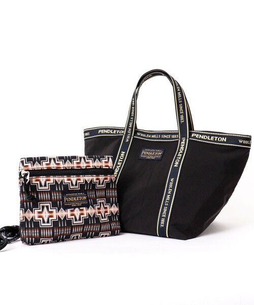 PENDLETON(ペンドルトン)の「【PENDLETON/ ペンドルトン】LOGOTAPE MINITOTE 233029(トートバッグ・メンズ・ブラック/ベージュ・FREE)」の2枚目の写真