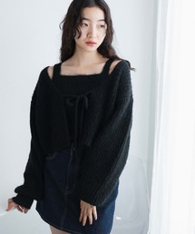 WEGO | WEGO/【23年秋冬新作】アンサンブルニットリボンカーデ(アンサンブル)