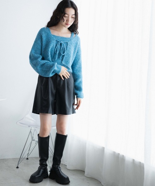 WEGO（ウィゴー）の「WEGO/アンサンブルニットリボンカーデ（アンサンブル・レディース・ブラック/ブルー/ライトグレー・FREE）」の6枚目の写真