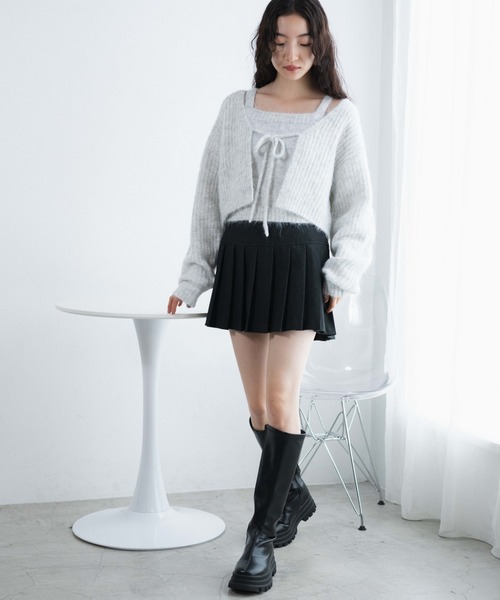 WEGO（ウィゴー）の「WEGO/アンサンブルニットリボンカーデ（アンサンブル・レディース・ブラック/ブルー/ライトグレー・FREE）」の5枚目の写真