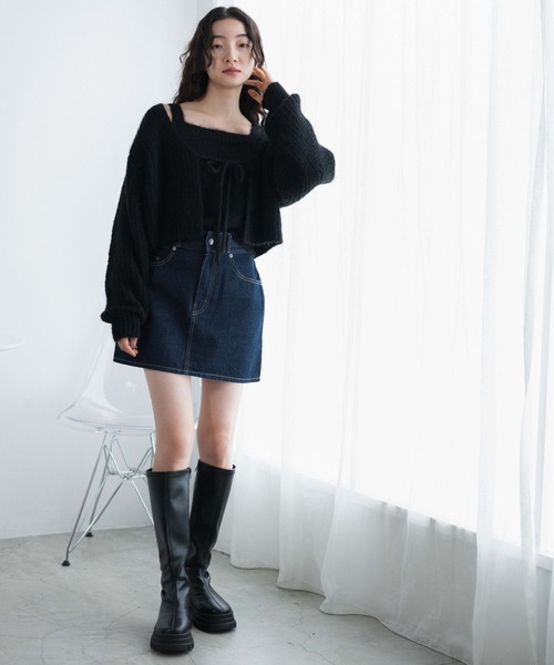 WEGO（ウィゴー）の「WEGO/アンサンブルニットリボンカーデ（アンサンブル・レディース・ブラック/ブルー/ライトグレー・FREE）」の14枚目の写真