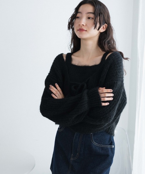 WEGO（ウィゴー）の「WEGO/アンサンブルニットリボンカーデ（アンサンブル・レディース・ブラック/ブルー/ライトグレー・FREE）」の11枚目の写真