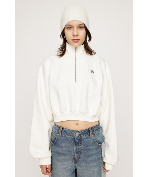 SLY(スライ)の「POINT LOGO CROP SW ポイント ロゴ クロップ スウェット ハーフジップ(スウェット・レディース・ネイビー/ホワイト/ブラック/バーガンディー・FREE)」の7枚目の写真