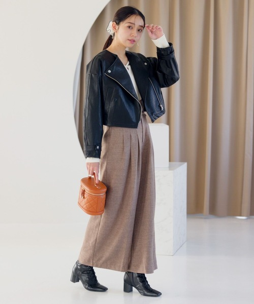 mysty woman(ミスティウーマン)の「起毛テレコストリングプルオーバー 988331(Tシャツ/カットソー・レディース・ブラック/アイボリー・FREE)」の3枚目の写真