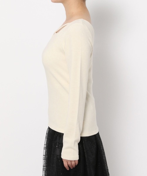 mysty woman(ミスティウーマン)の「起毛テレコストリングプルオーバー 988331(Tシャツ/カットソー・レディース・ブラック/アイボリー・FREE)」の7枚目の写真