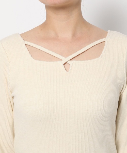 mysty woman(ミスティウーマン)の「起毛テレコストリングプルオーバー 988331(Tシャツ/カットソー・レディース・ブラック/アイボリー・FREE)」の10枚目の写真