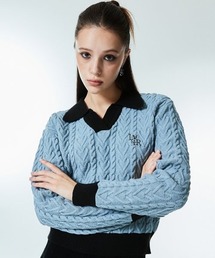 A'GEM/9 × .kom 『LUV IS TRUE/ラブ イズ トゥルー』LOGO COLLAR KNIT /ロゴ カラーニットソー