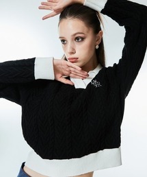 A'GEM/9 × .kom 『LUV IS TRUE/ラブ イズ トゥルー』LOGO COLLAR KNIT /ロゴ カラーニットソー