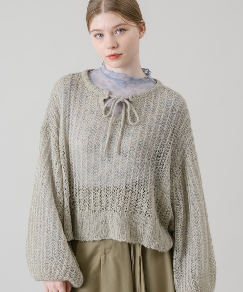 idem(イデム)の「tulle lace sheer tops/レーストップス(Tシャツ/カットソー・レディース・ブルー/ブラック・FREE)」の15枚目の写真