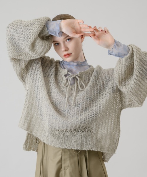 idem(イデム)の「tulle lace sheer tops/レーストップス(Tシャツ/カットソー・レディース・ブルー/ブラック・FREE)」の7枚目の写真