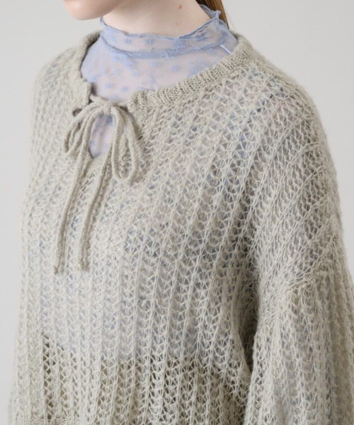 idem(イデム)の「tulle lace sheer tops/レーストップス(Tシャツ/カットソー・レディース・ブルー/ブラック・FREE)」の14枚目の写真