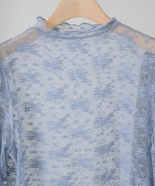 idem(イデム)の「tulle lace sheer tops/レーストップス(Tシャツ/カットソー・レディース・ブルー/ブラック・FREE)」の16枚目の写真