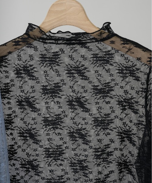 idem(イデム)の「tulle lace sheer tops/レーストップス(Tシャツ/カットソー・レディース・ブルー/ブラック・FREE)」の17枚目の写真