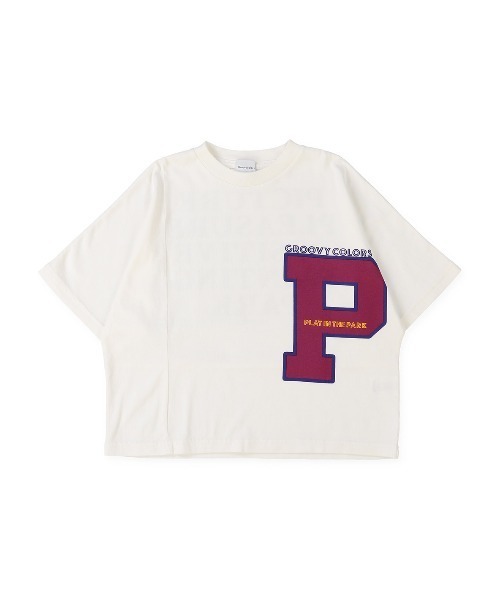 GROOVY COLORS（グルービーカラーズ）の「P WIDEシルエット Tシャツ（Tシャツ/カットソー・キッズ・ホワイト/ピンク・120/110/90/100）」の8枚目の写真