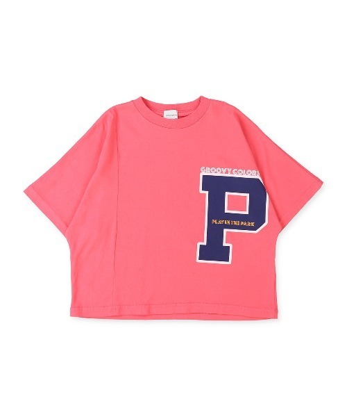 GROOVY COLORS（グルービーカラーズ）の「P WIDEシルエット Tシャツ（Tシャツ/カットソー・キッズ・ホワイト/ピンク・120/110/90/100）」の9枚目の写真