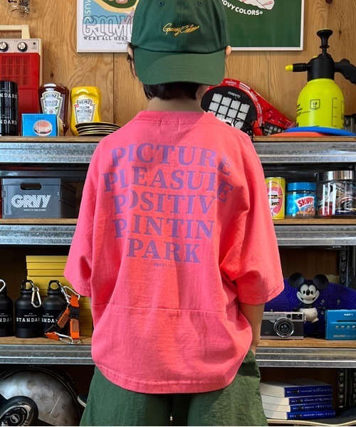 GROOVY COLORS（グルービーカラーズ）の「P WIDEシルエット Tシャツ（Tシャツ/カットソー・キッズ・ホワイト/ピンク・120/110/90/100）」の7枚目の写真