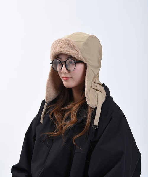CALIFORNIA OUTFITTERS（カリフォルニア アウトフィッターズ）の「Z-2-SP 11B13,11C9  フライトキャップ パテット ボア イヤーフラップ付き（キャップ・レディース・ベージュ/ブラック/アイボリー/ブラック系1/グレー/ベージュ系1・ONESIZE）」の8枚目の写真