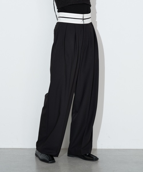 Lui's（ルイス）の「マーベルトデザインワイドパンツ（その他パンツ・レディース・ブラック/アイボリー・FREE）」の6枚目の写真