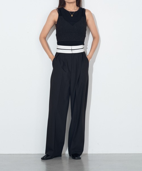 Lui's（ルイス）の「マーベルトデザインワイドパンツ（その他パンツ・レディース・ブラック/アイボリー・FREE）」の9枚目の写真