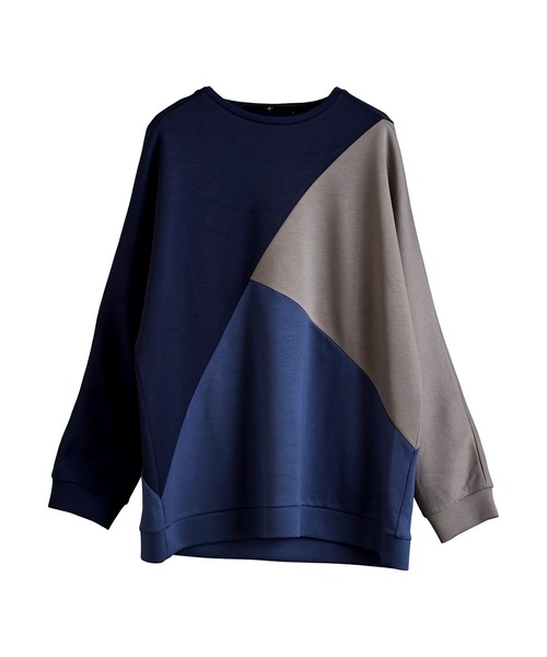 NO ID.(ノーアイディ)の「【NO ID.】Bonding Switch Dolman Sleeve Pullover / ボンディング 切替 ドルマン スリーブ プルオーバー(Tシャツ/カットソー・メンズ・ネイビー/ブラック/グレイッシュベージュ・1/2)」の16枚目の写真