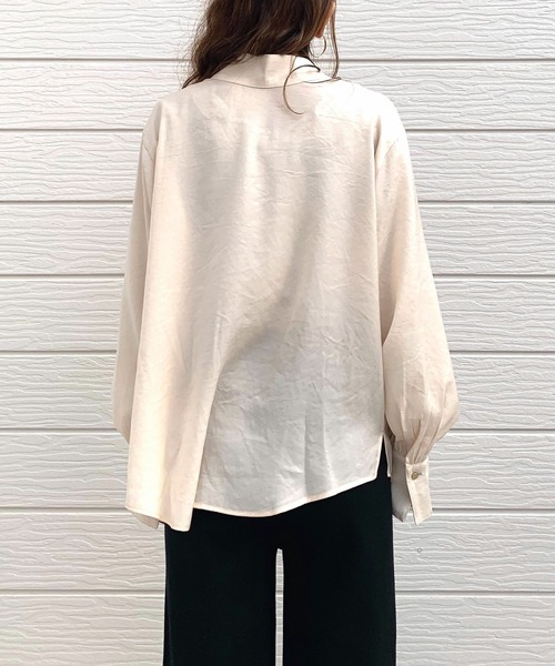 Q(キュー)の「ブライトツイルボウタイブラウス(シャツ/ブラウス・レディース・アイボリー/ブラック・MEDIUM)」の5枚目の写真