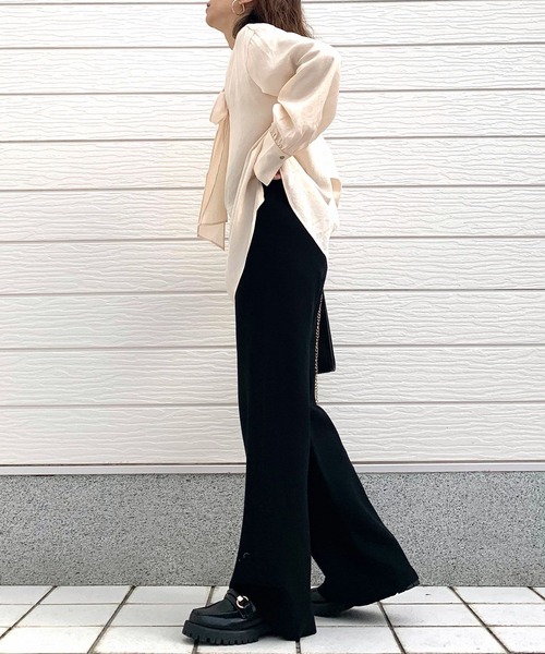 Q(キュー)の「ブライトツイルボウタイブラウス(シャツ/ブラウス・レディース・アイボリー/ブラック・MEDIUM)」の14枚目の写真