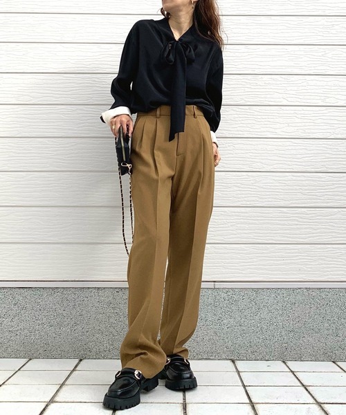 Q(キュー)の「ブライトツイルボウタイブラウス(シャツ/ブラウス・レディース・アイボリー/ブラック・MEDIUM)」の12枚目の写真