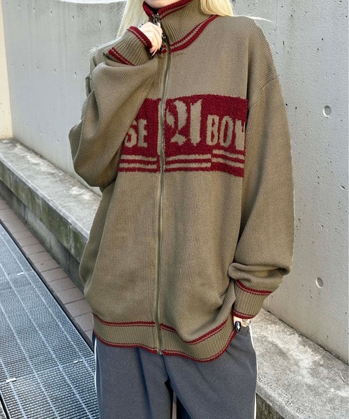 sedacle(セダクル)の「配色ロゴドライバーズニット(ニット/セーター・メンズ・ネイビー/チャコールグレー/セージグリーン・SMALL/MEDIUM/LARGE)」の3枚目の写真