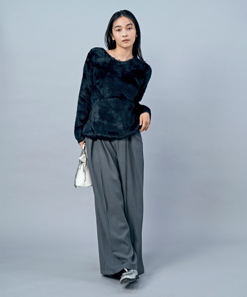 LIENCOEUR（リアンクール）の「ウエストタックルーズワイドパンツ（スラックス・レディース・チャコールグレー/ブラック/ブラウン・SMALL/MEDIUM）」の8枚目の写真