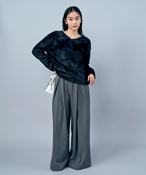 LIENCOEUR（リアンクール）の「ウエストタックルーズワイドパンツ（スラックス・レディース・チャコールグレー/ブラック/ブラウン・SMALL/MEDIUM）」の4枚目の写真