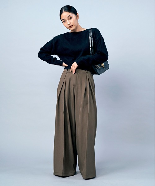 LIENCOEUR（リアンクール）の「ウエストタックルーズワイドパンツ（スラックス・レディース・チャコールグレー/ブラック/ブラウン・SMALL/MEDIUM）」の22枚目の写真