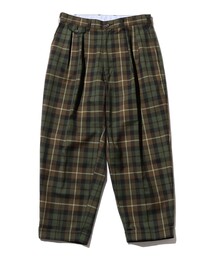 BEAMS PLUS | 2プリーツ ポリエステル ウール ツイル プレイド テーパード パンツ(その他パンツ)