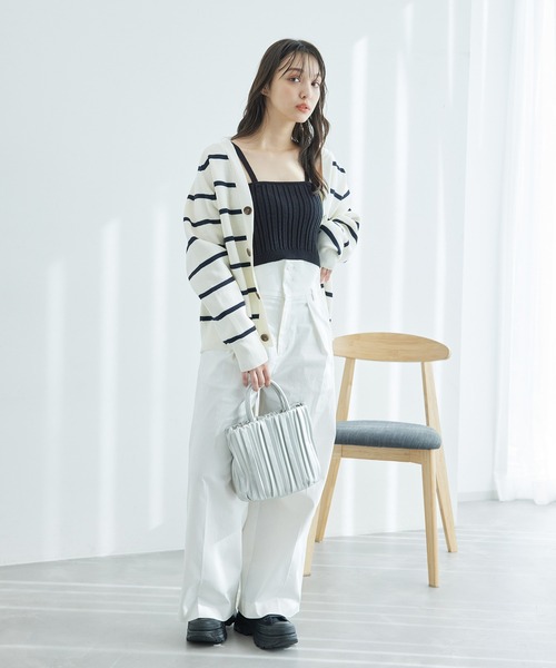 ROPE' PICNIC(ロペピクニック)の「ラメ畔ニットビスチェ(ベスト・レディース・ブラック/オフホワイト・38)」の4枚目の写真