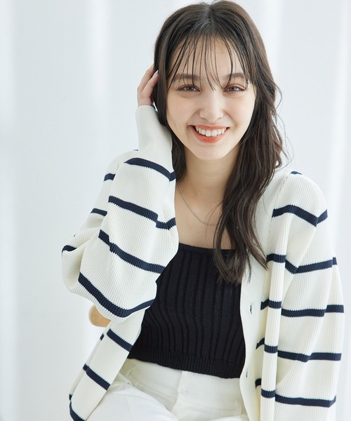 ROPE' PICNIC(ロペピクニック)の「ラメ畔ニットビスチェ(ベスト・レディース・ブラック/オフホワイト・38)」の6枚目の写真